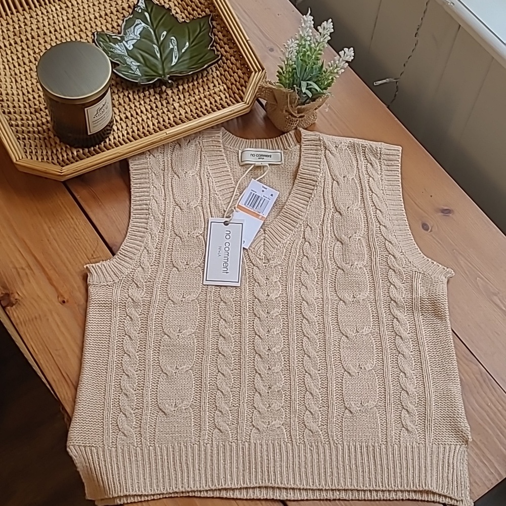 NWT Super Cute Tan Sweater Vest
